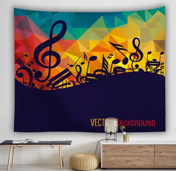 

Home Decor Polyester Fabric Wall Carpet Nordic Musical Symbols Tapestry Wall Hanging Throw Bohemian Door Curtain