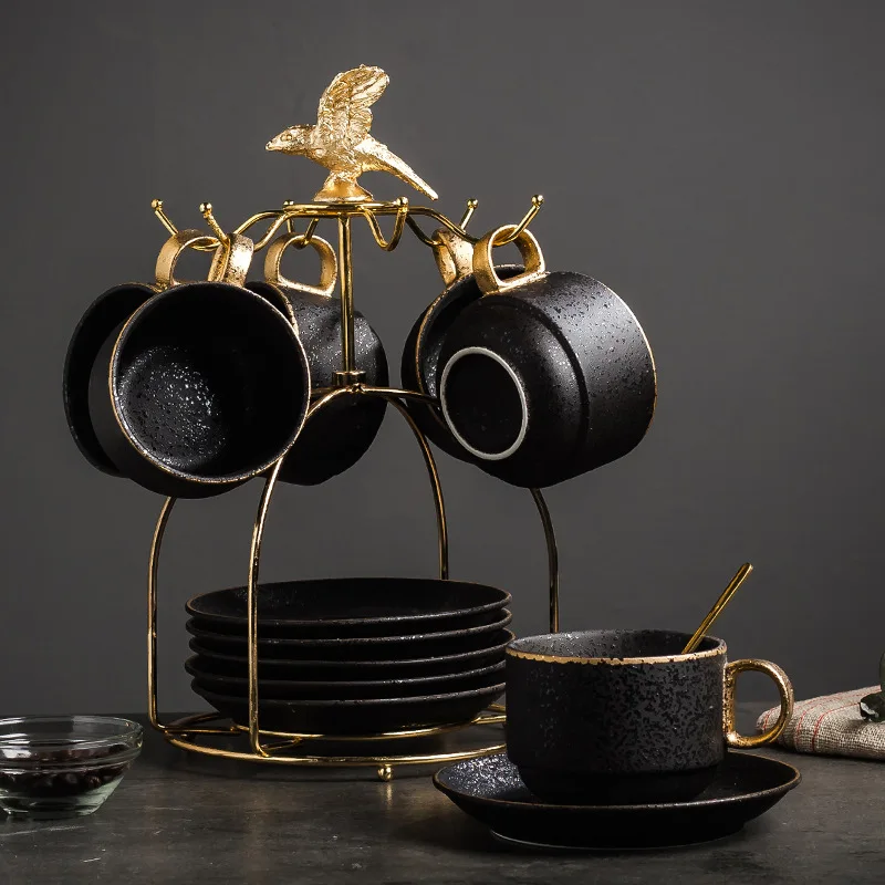 

Coffee Cup Suit Ceramic Nordic Household Elegant High-grade Flower Tea Cup with Spoon Tea Pot Set Beauty and The Beast Tea Set