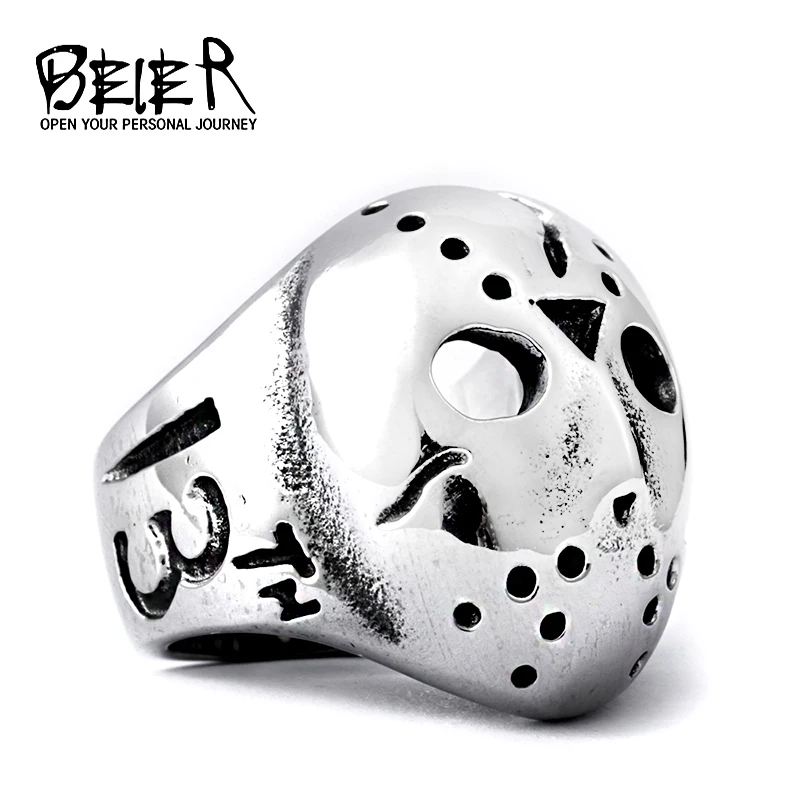 Men Ring Stainless Steel Biker Jason Hallows' Day Voorhees Hockey Halloween