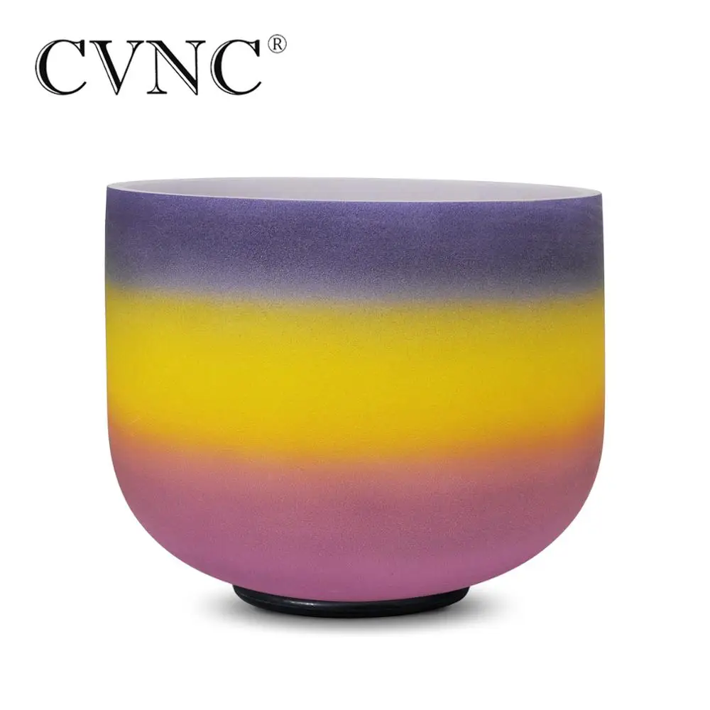 

CVNC 8/10/12" Note A Third-eye Chakra Frosted Quartz Crystal Singing Bowl with Outside Rainbow Color