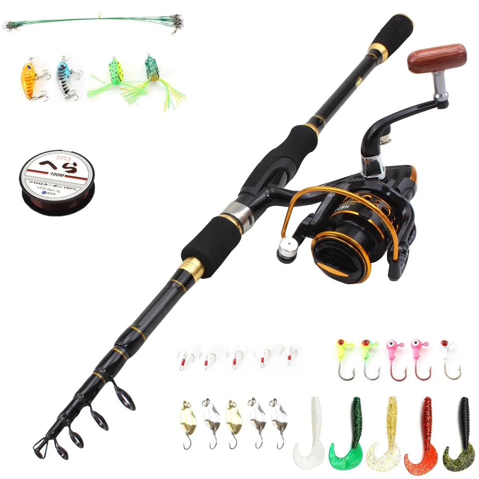 New 1.8m2.7m Telescopic Carbon Fishing Lure Spinning Rod And Reel Set