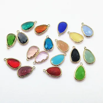 

New arrival!23x14mm 50pcs Copper/glass Drop Charm for Necklace Making DIY parts,Jewelry Findings & Components