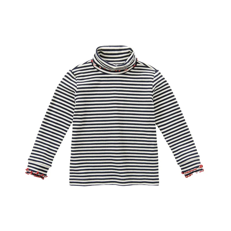 navy striped DBK11221 dave bella/Осенняя От 5 до 13 лет детская одежда детская Милая полосатая футболка модные футболки высокого качества для девочек - Цвет: navy striped