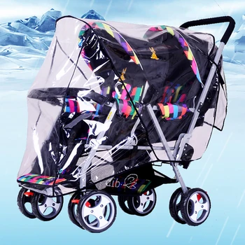 

Stroller Accessories Double Stroller Rain Cover Tandem Stroller Raincoat Baby Weather Shield Universal Size Waterproof Windproof