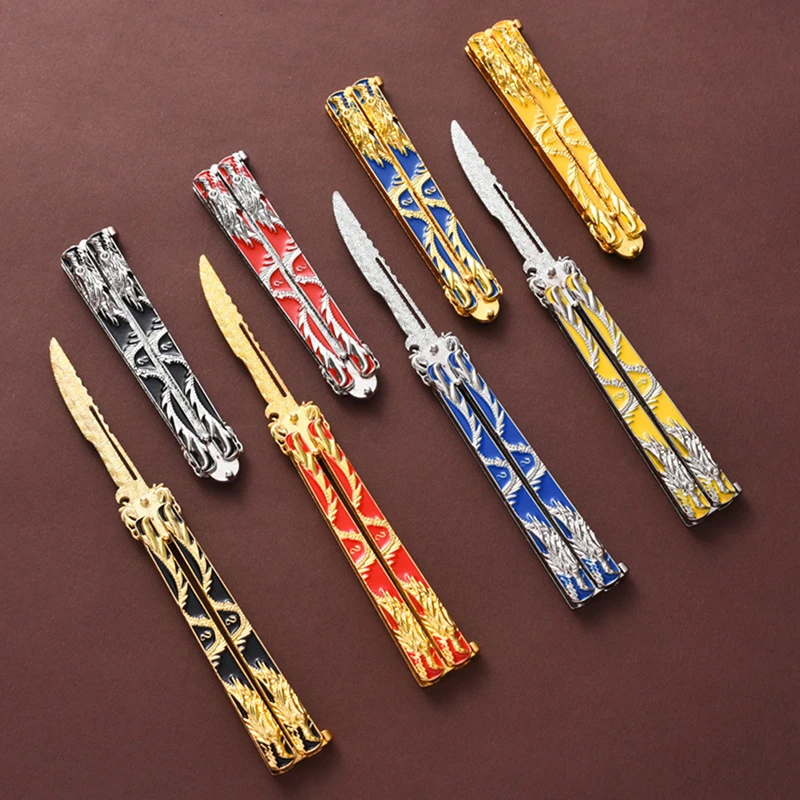 14CM Zinc Alloy Butterfly Knife Folding Practice Outdoor No Edge | Инструменты