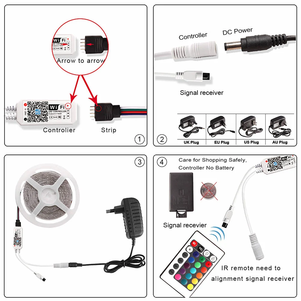 Музыка/Bluetooth/WiFi RGB светодиодный светильник 2835 DC 12 В водонепроницаемый 5 м 60 светодиодный s/M светодиодный диодный контроллер адаптер питания