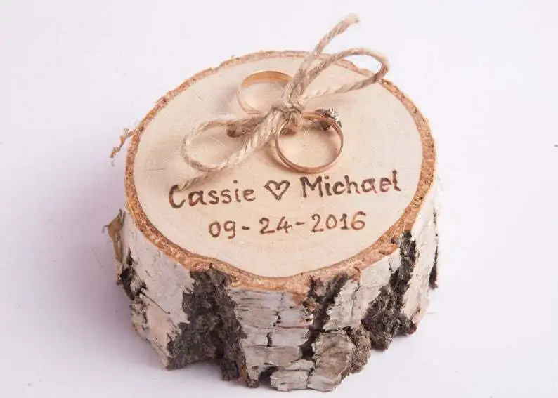 Custom Name Handmade Rustic Wooden Ring Bearer Pillows Anniversary Engagement Decoration Wedding Box for Lover Gifts | Дом и сад