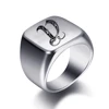 Bagues personnalisées à graver initiale pour hommes, chevalière masculine en acier inoxydable, bijoux vierges, bande, ton argent poli, taille américaine