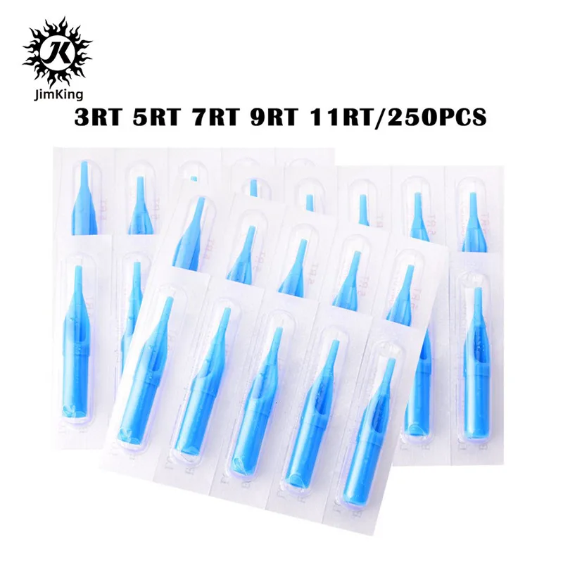 JimKing 250pcs 3RT 5RT 7RT 9RT 11RT Disposable Semi Permanent Makeup Tattoo Cartridge Needle Eyebrow Tattoo Pen Machine Supplies