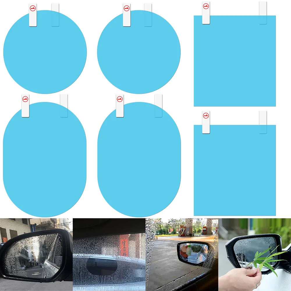

2pc-6pc Rainproof Car RearvieMirror Sticker Anti-fog Protective Film Rain Shield Transmittance Anti-fog