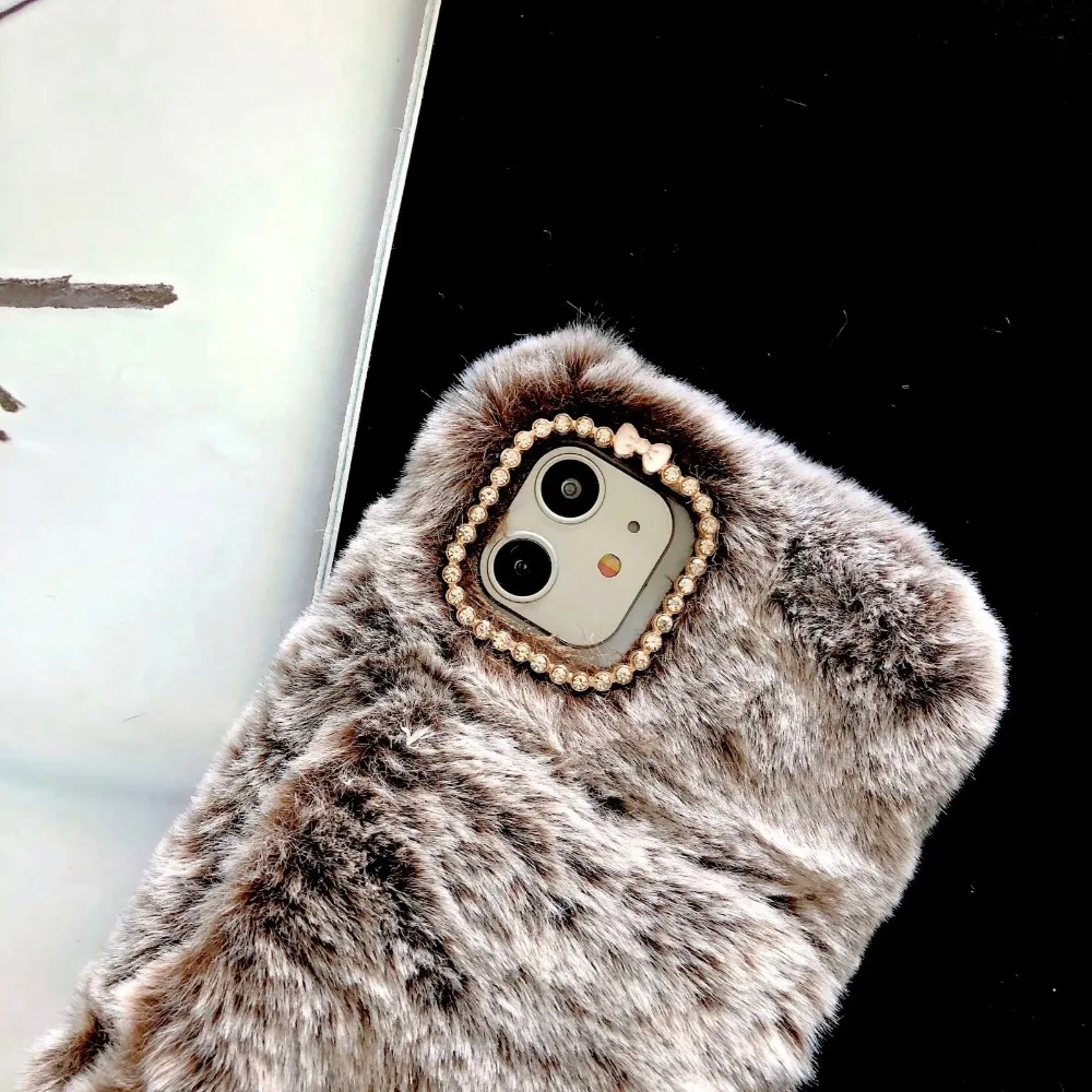Warm Cute Piggy Fluffy Wristband Phone Case (21)