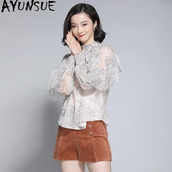 

AYUNSUE 2020 Chiffon Blouse Women Ruffle Top Spring Summer Blouses Clothes Shirts Lace Blusas Mujer De Moda 2020 SY51512 KJ4244