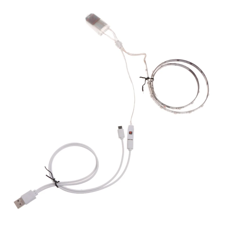 1 пара Водонепроницаемая светодиодная обувь USB светильник в полоску 0.65mx2 RGB SMD3528