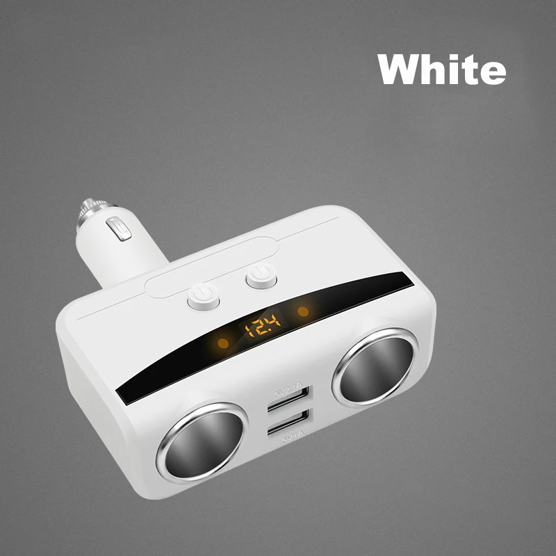 От 1 до 2 разъем зажигалки для сигарет Двойной зарядное устройство USB DC настенная розетка USB с переключателем включения/выключения и дисплеем напряжения Быстрая зарядка - Название цвета: Белый