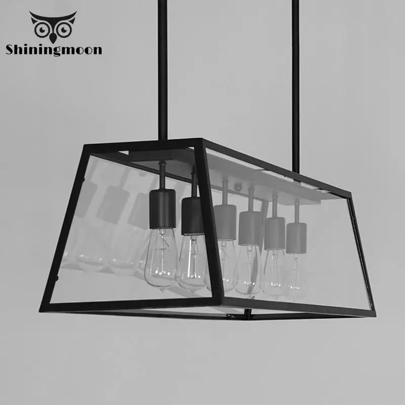 

Vintage Black Transparent Glass Pendant Lights Edison Bulb Art Kitchen Hanging Lamps Modern Bar Cafe Deco Hanging Lamp Luminaria