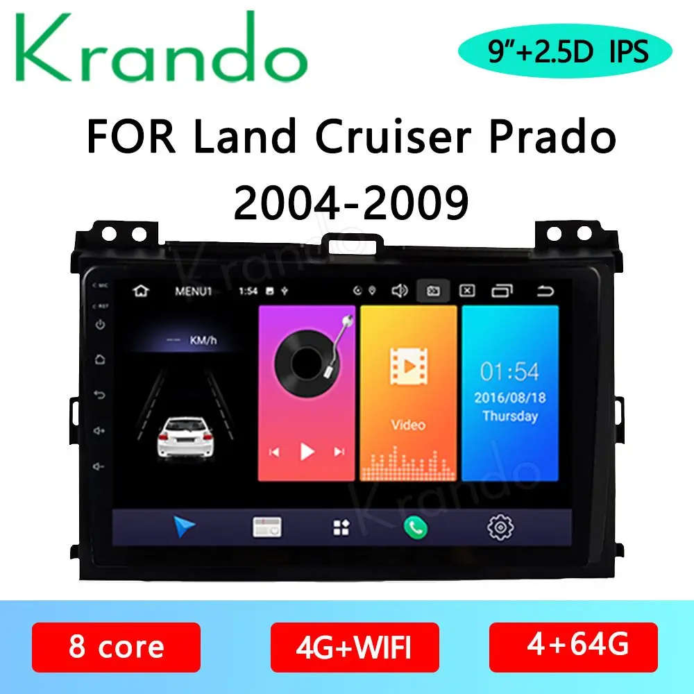 Krando Android 9. 0 9 &quotIPS Full Touchcar радио навигация для Toyota Land Cruiser Prado 10 120 2004 DSP WIFI Navi