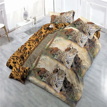 

Nordic Style 3D Printed Bedclothes Duvet Cover Sheet Pillowcase Bed Linens Set Wild Tiger Pattern King Bedding Set Adults