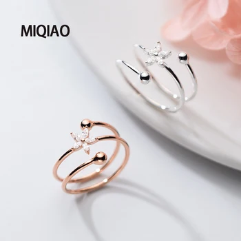 

MIQIAO Women Accessories Rings For Girls Flower Five-petal 925 Sterling Silver Fashion Female Adjustable On Fingers Gift Sweet
