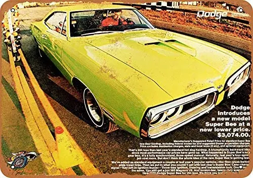 SRongmao 12x8 Оловянная металлическая табличка винтажный внешний вид 1970 Dodge Super Bee | Дом