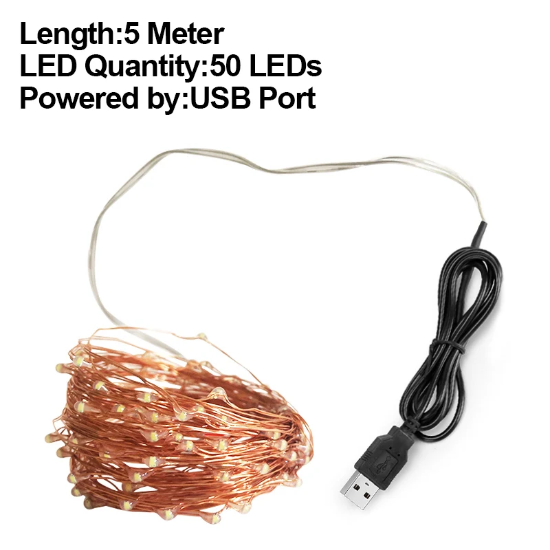 5M USB Рождественские украшения гирлянды Рождественские украшения Рождественские поделки светильник год Рождественский подарок для домашней елки - Цвет: 5M USB