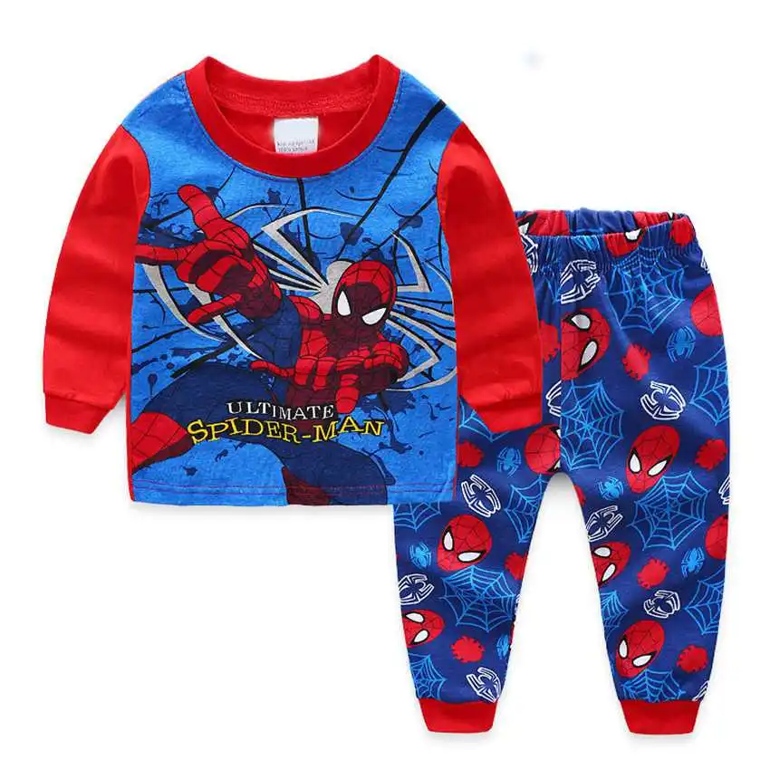 Новинка, распродажа, осенне-зимние комплекты для сна для малышей милые пижамы для мальчиков детские пижамы для девочек, детская одежда с героями мультфильмов, комплект одежды для сна - Цвет: Арбузно-красный