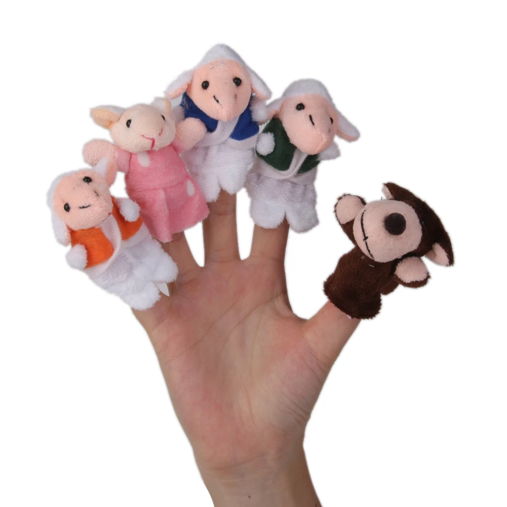 10pcs Baby Kids Plush Finger Puppets Toys Fairy Wolf and Seven Little Goats