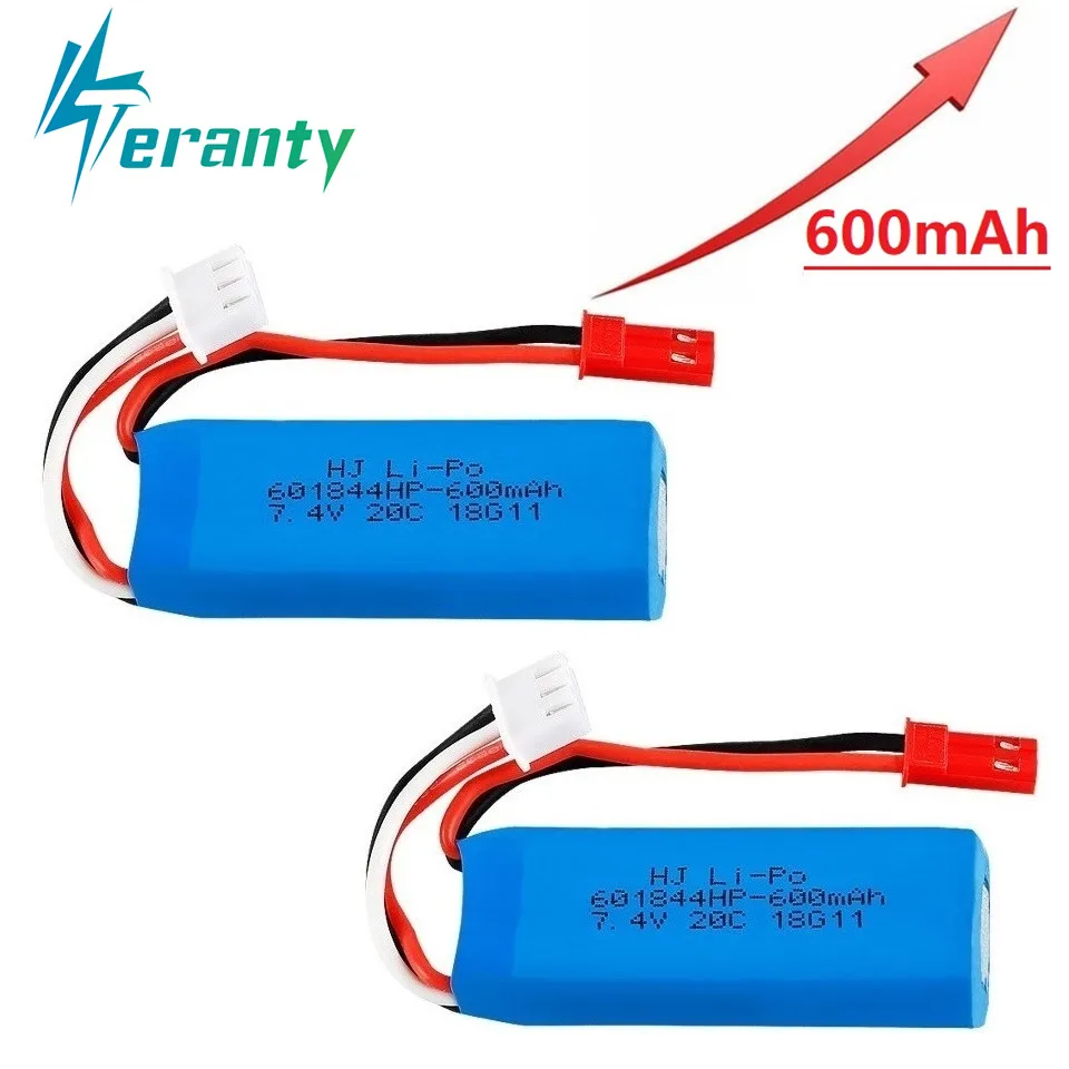 7 4 в 600 мАч 20C Lipo батарея для WLtoys K969 K979 K989 K999 P929 P939 RC автозапчасти 2s V 2 шт./лот|Детали и
