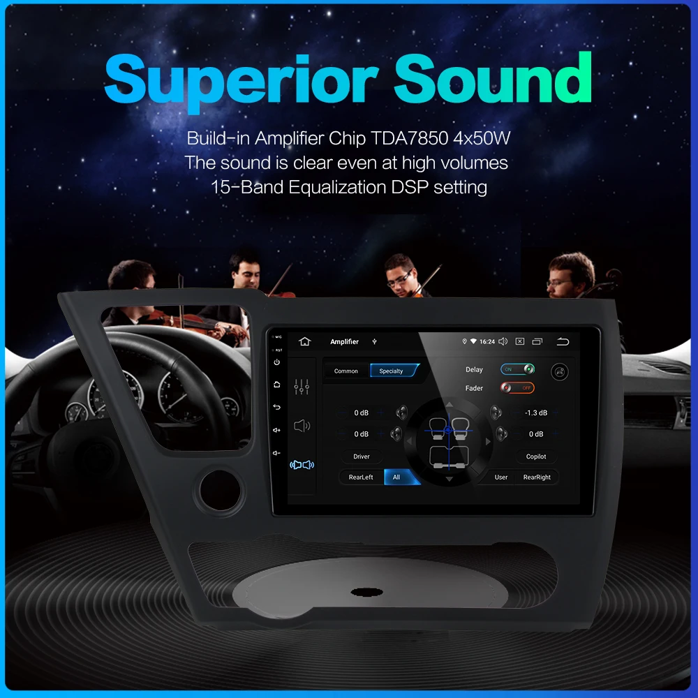 Flash Deal for Honda Civic 2013 2014 2015 GPS Navigation Audio MAX6 PX6 US Version Vehicle Android 9.0 Unit Radio Intelligent Entertainment 4