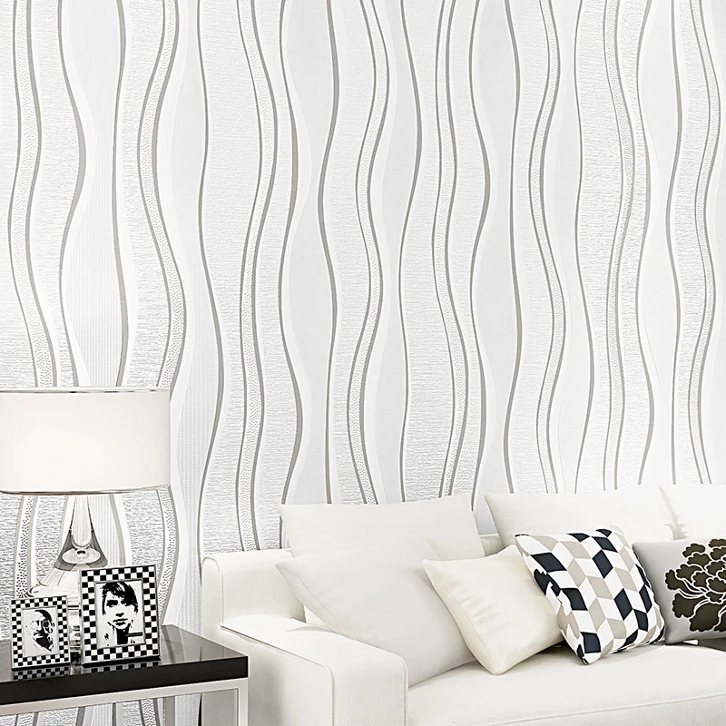

OEM modern simple non-woven wallpaper vertical stripe 3D hotel living room background wall wallpaper