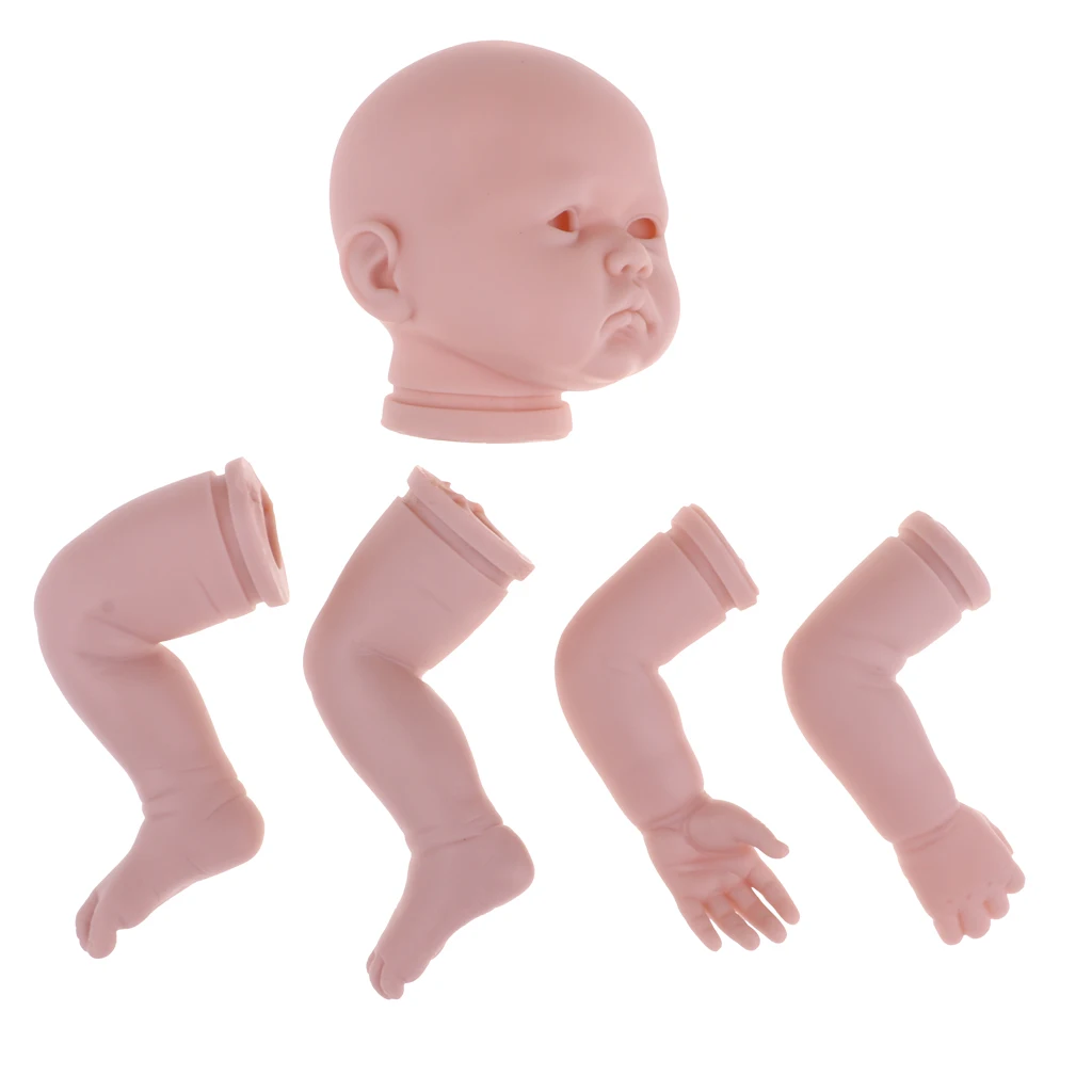 Unpainted Reborn Doll Kits( Head,Limbs) Soft Vinyl Full Silicone Newborn Baby Doll Kit Model DIY Art, 22 Inch Awake Toddlers
