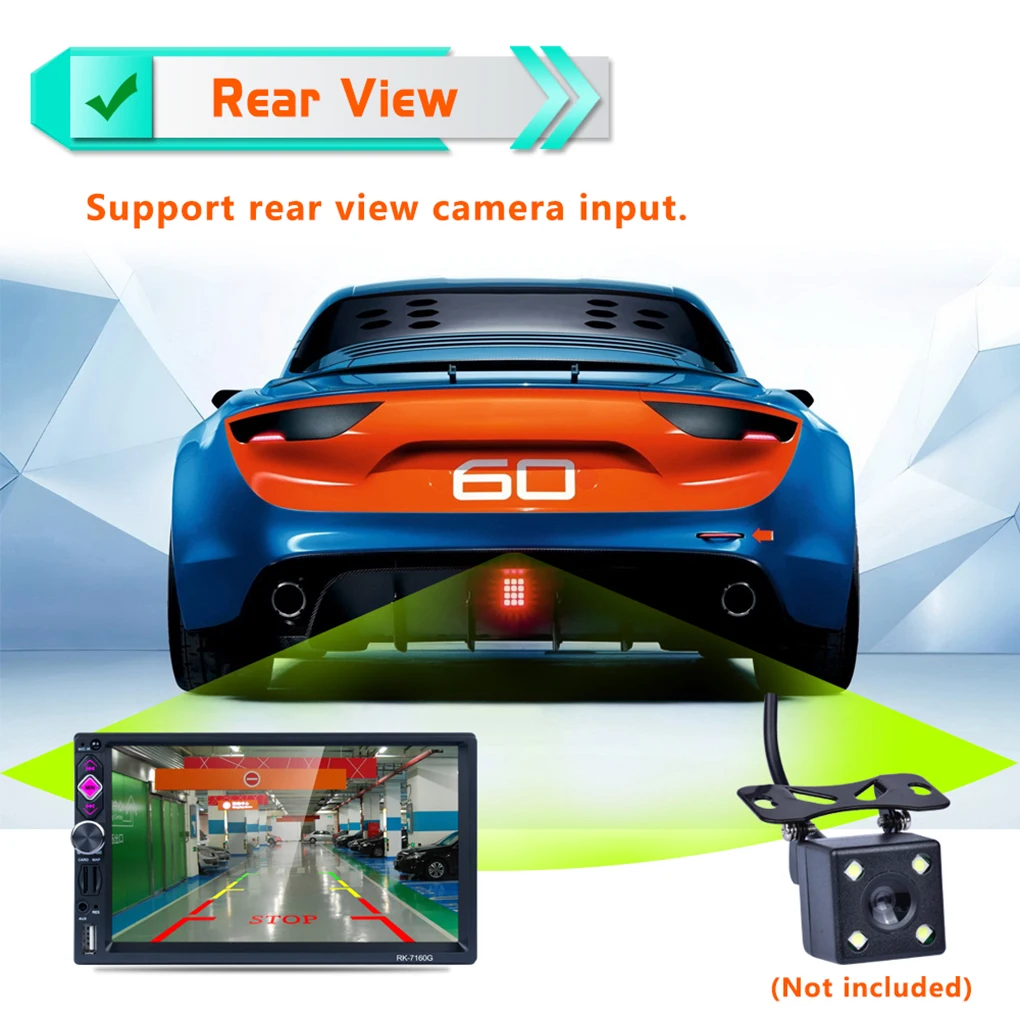 

7" Double 2 Din 1080P HD Car Radio Video Stereo GPS Mirror Link for Android iOS with RDS/AM/FM Camera Free 8G Map