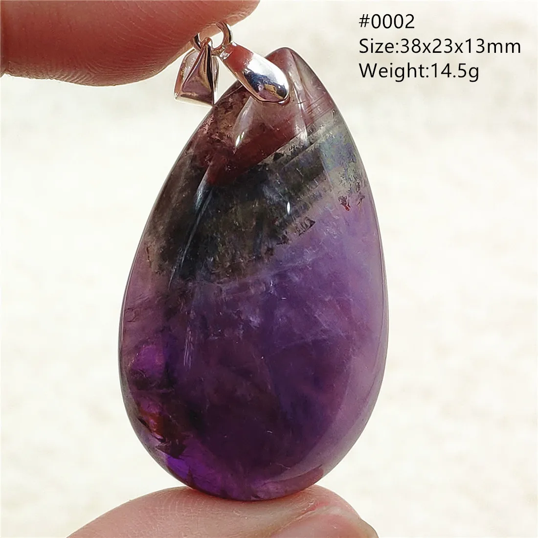 Genuine Natural Cacoxenite Auralite 23 Purple Red Pendant Water Drop Rutilated Bead Women Men AAAAAA