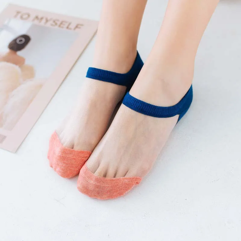 2020 Summer Asakuchi Transparent Women Socks Cotton Ultrathin Splice Short Sock Invisible Breathable Hosiery Dropshipping