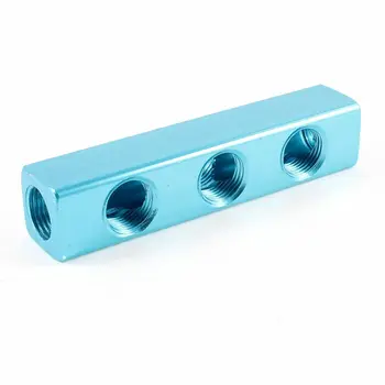 

Quick Connector 1/2" PT Thread 6 Ports 3 Ways Air Hose Manifold Block Splitter