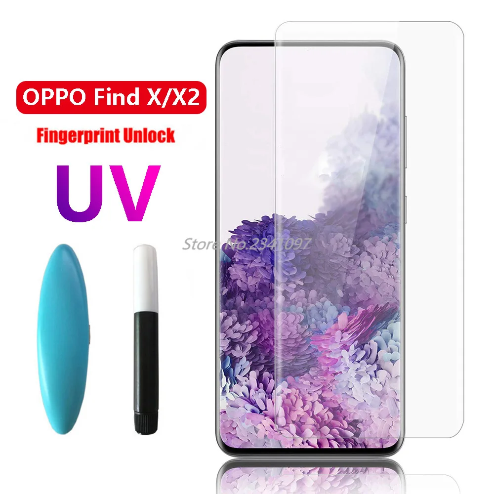 9D нано жидкое УФ закаленное стекло для OPPO FIND X X2 полное покрытие Защита экрана Reno 3