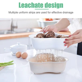 

Double-layer Vegetable Drainer Household Fruit Drain Basket Multi-function Washing Bowl Kitchen Accessories FAS6