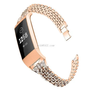 

Metal Watchband Wrist Strap For Fitbit Charge 3 Band Replace Watch Strap