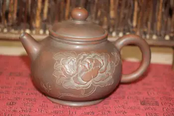 

China Guang Xi Qin Zhou pottery (Not Yi Xing tea pot) Ni Xing Tao Relief Peony about 240ml