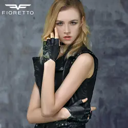 Fioretto женские кожаные перчатки без пальцев водительские перчатки ремни Studed Half Finer черные перчатки для женщин женские модные перчатки