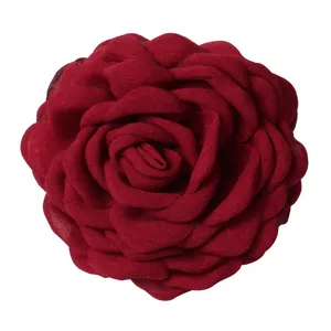 Заколка для волос с тканевым цветком розы для женщин и девочек, пластиковый зажим для волос, аксессуары для волос