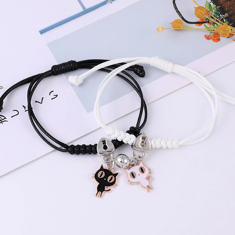 2Pcs/set Couple Bracelet For Women magnetic attraction ball Heart Key Lock Link Jewelry bracelet jewelry