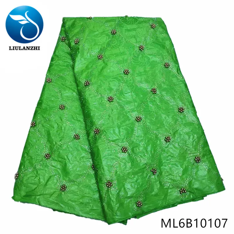 ML6B10107 LIULANZHI Базен африканская кружевная ткань Базен riche с бисером и камнями 5 ярдов riche getzner ткань для ткани ML6B101 - Цвет: ML6B10107