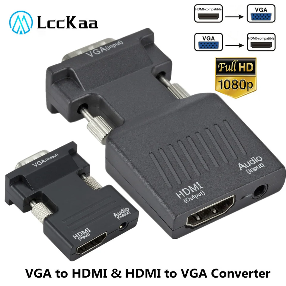 HDMI To VGA Adapter With Audio - 1080P Resolution Converter With 3.5mm Audio Output