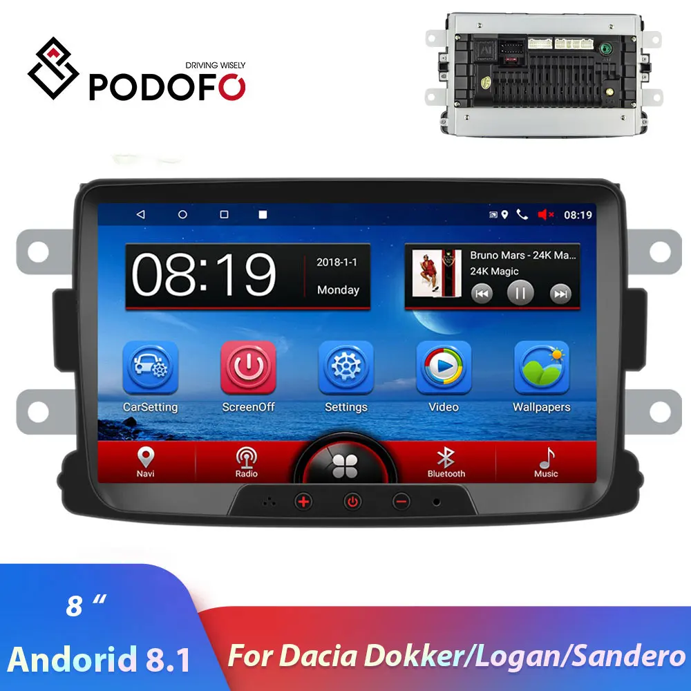 Podofo 2din автомобильный Радио 8 ''Android 1 мультимедийный плеер GPS Wifi Mirrorlink для Renault