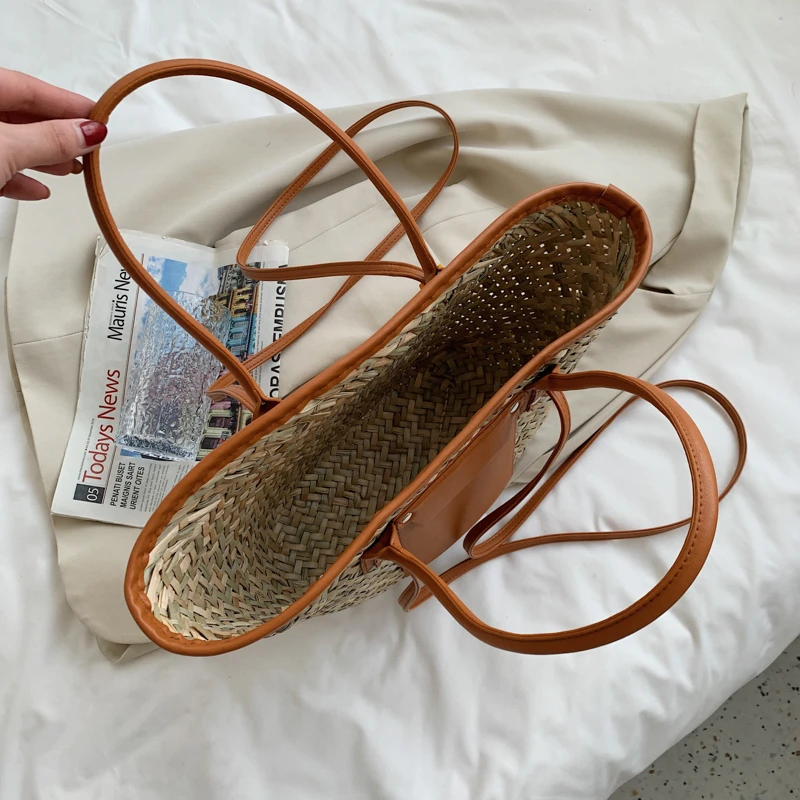 Hohe Qualität Frauen Stroh Sommer Handtaschen Mode Damen Schulter Messenger Taschen Designer Weibliche Große Kapazität Tote Strand Tasche — изображение 6