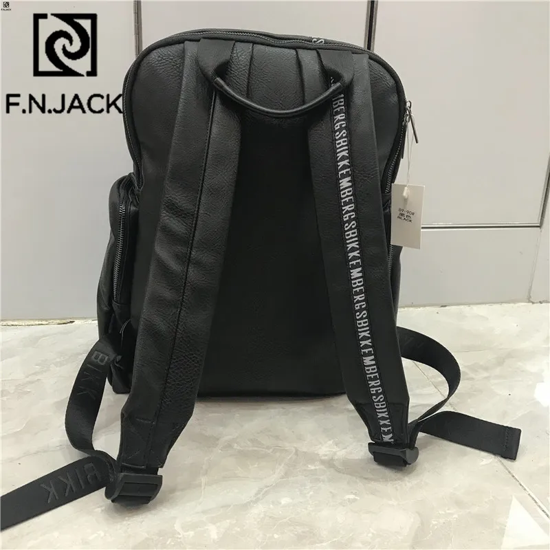 F.N.JACK, новые кожаные сумки-цепочки букв, вместительные рюкзаки на молнии, модная сумка для студентов, сумка для путешествий