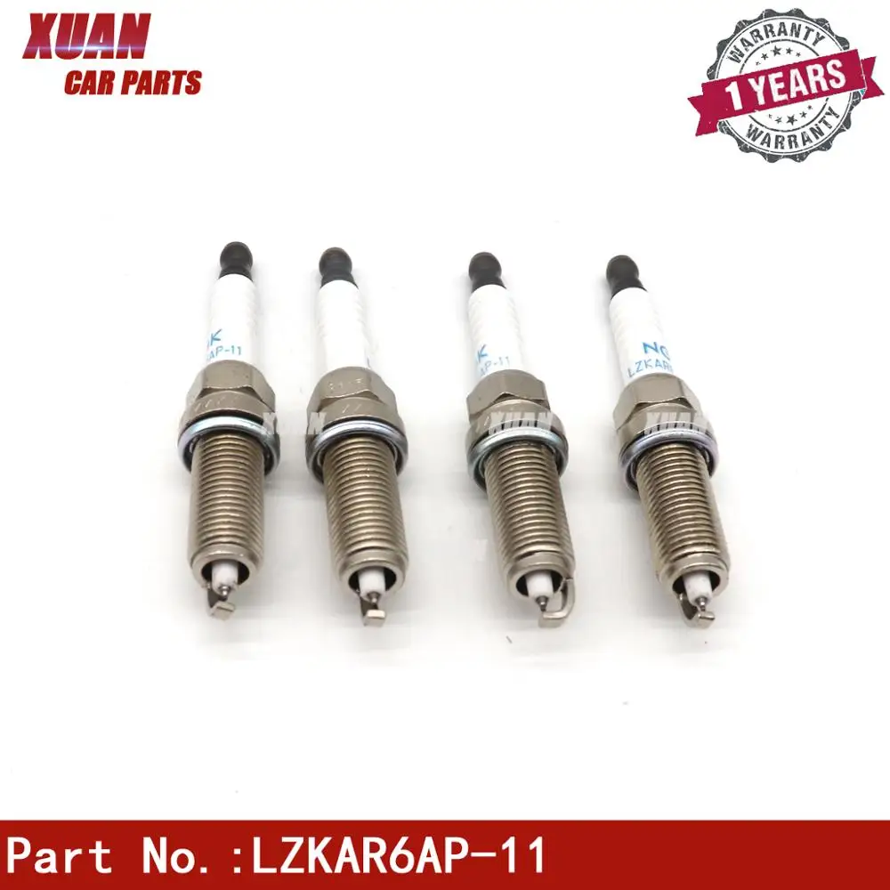 

XUAN 4PCS/LOT Original Quality Iridium Spark Plugs 22401CK81B LZKAR6AP11 LZKAR6AP For Nissan Micra March Note Tiida X-Trail Cube