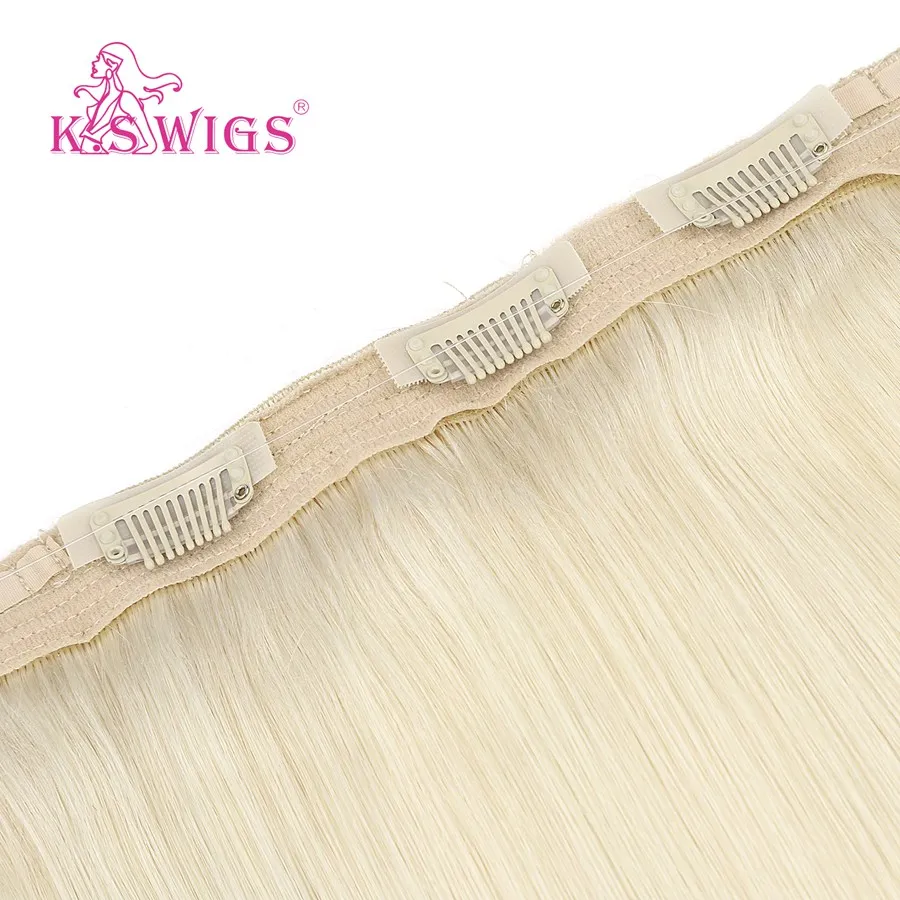 60A K.S парики 20 ''Remy человеческие волосы прямые Halo волосы невидимая проволока человеческие волосы для наращивания на заколках 100 г - Цвет: 60A