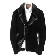 Шуба из настоящей овчины, зимняя куртка, Мужская норковая шуба с воротником из настоящей шерсти, уличная одежда, теплые куртки L18-3803 MY1764