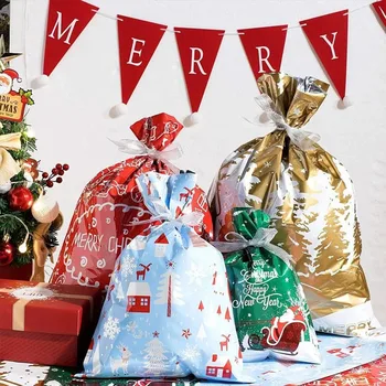 

Christmas Candy Bags Christmas Drawstring Gift Bags Christmas Goody Bags with Bow-Tie Christmas Holiday Treats Bags WXV
